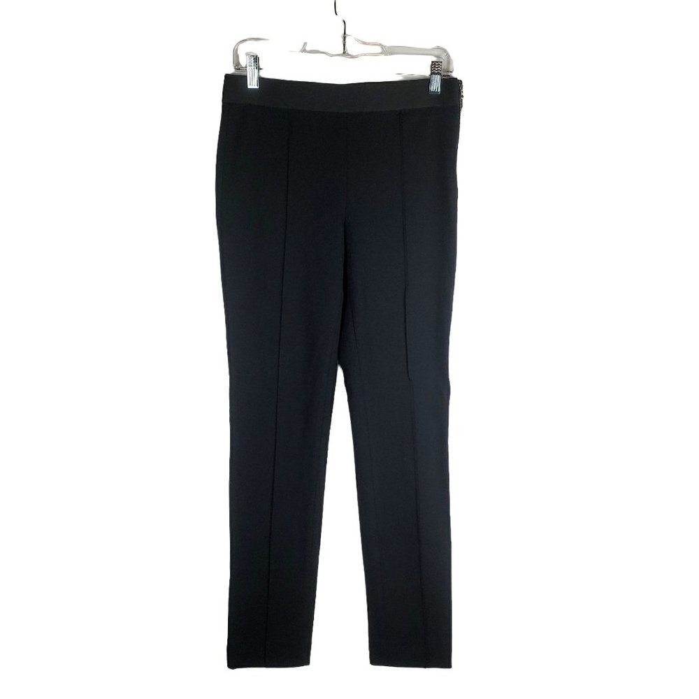 EVERLANE 4 Black High rise Knit Dress Pants Side Zip slim leg Front Seam